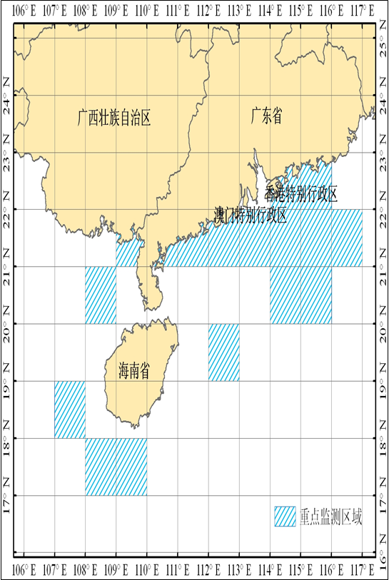 南海溢油监测重点区域